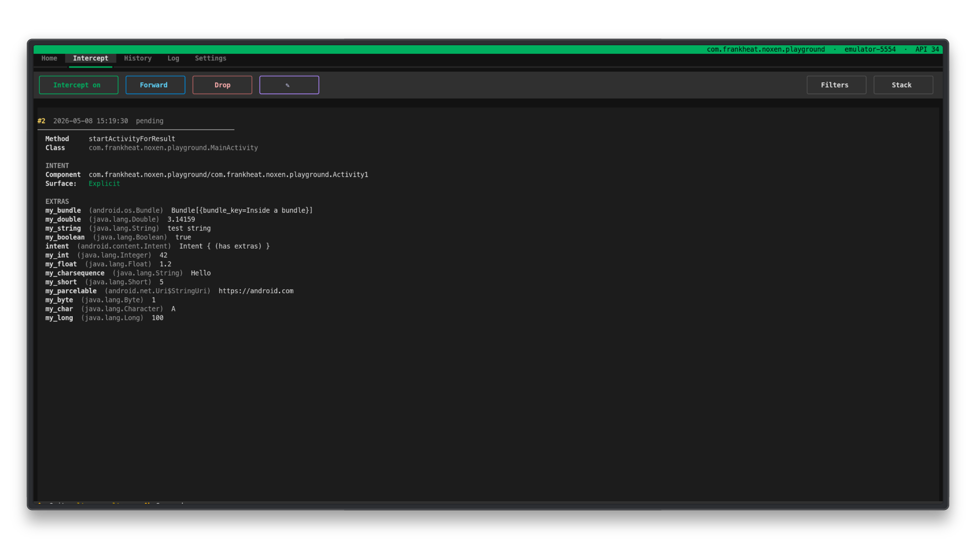 Intercept tab